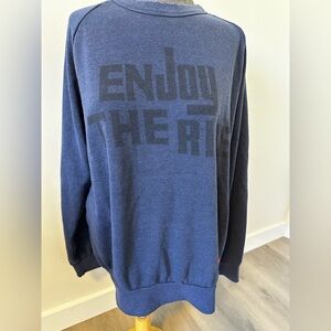 Aviator Nation Blue Unisex Crewneck Sweatshirt with Bold Text